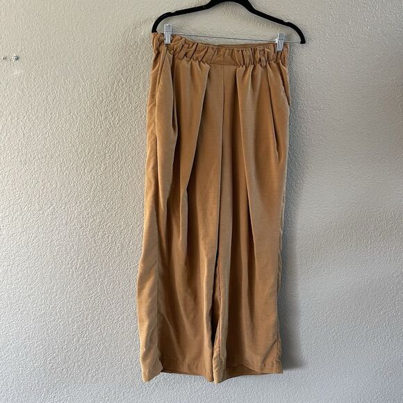 Free People Nothin to Say Pleated Pant Womens Small Gold Brown Wide  Lagenlook - Picture 5 of 16